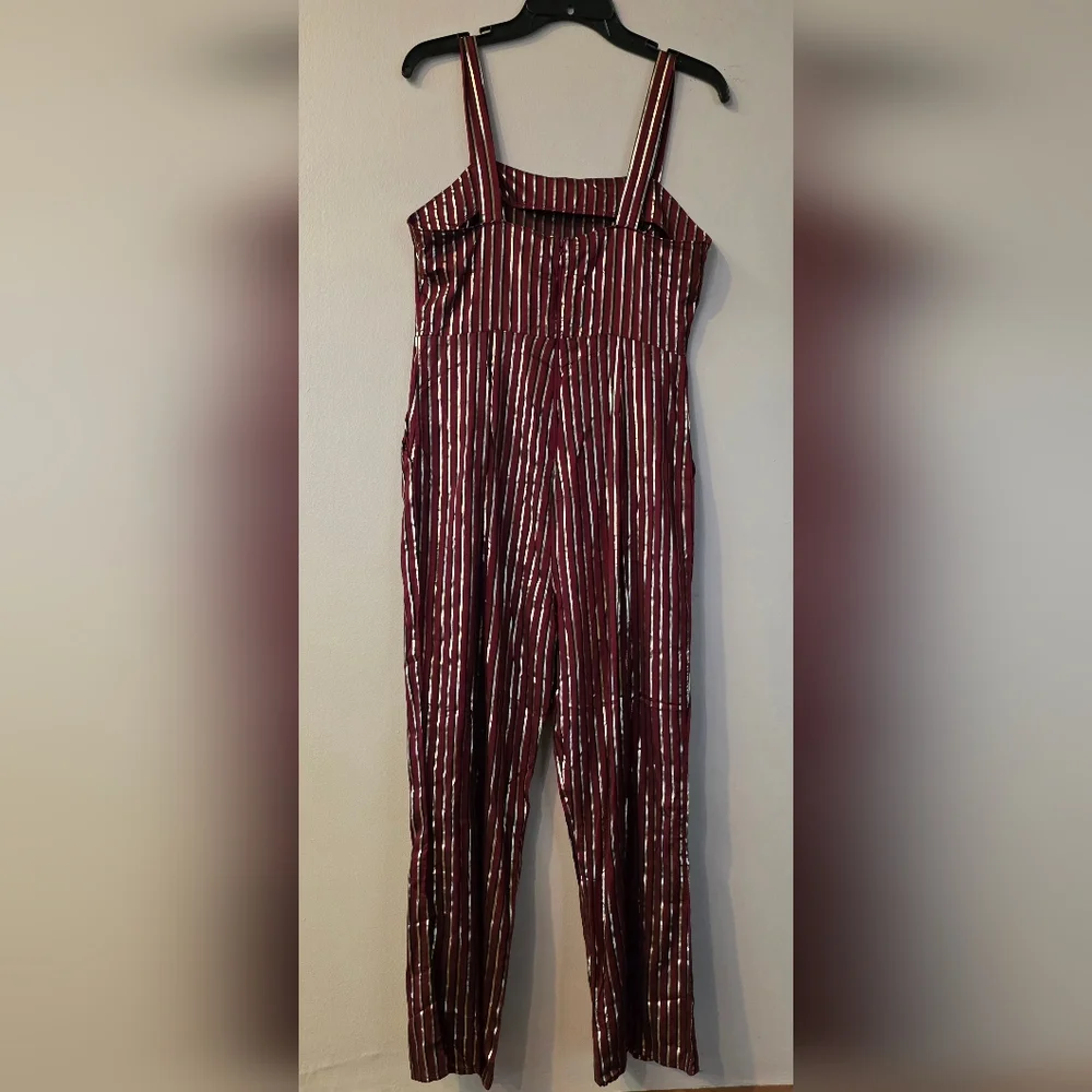 NWT Show Me Your MuMu Yvonne Metallic Striped Jumpsuit Size Small
